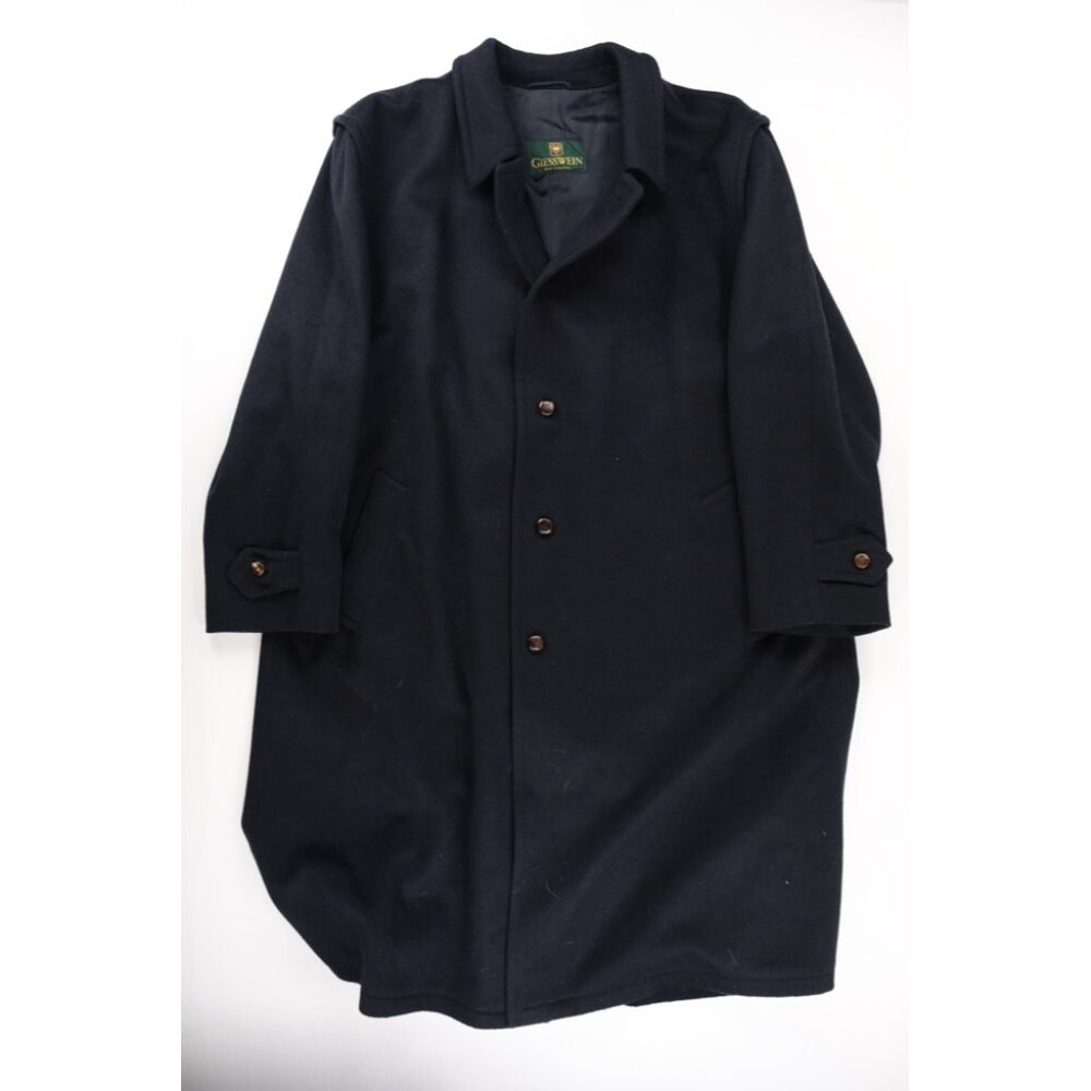 Giesswein Austria Wool Blend Long Coat Black Warm Winter Mens Sz 46R  5 Button